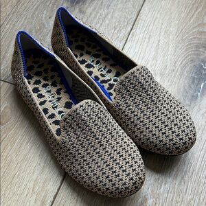 Rothy's Shoes Loafer Women's Black Camel Shimmer Houndstooth Size 5